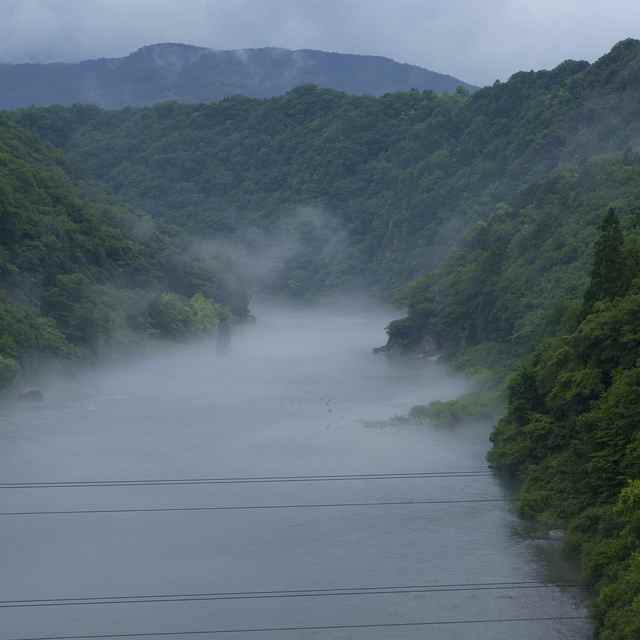 木曽川の川霧と龍。
