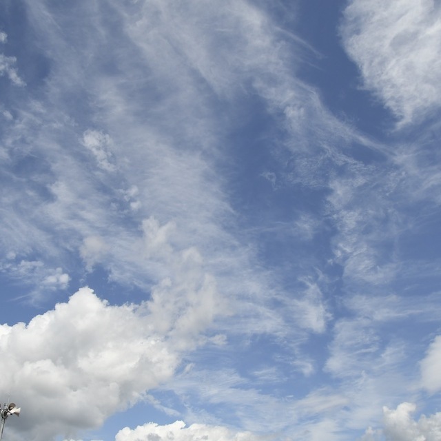 夏雲の上に秋雲、青空を底に薄ら刷毛で引いたような絹雲。