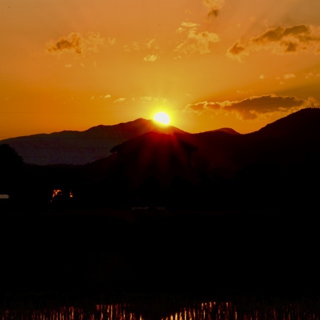 福岡二ッ森山に沈む夕日