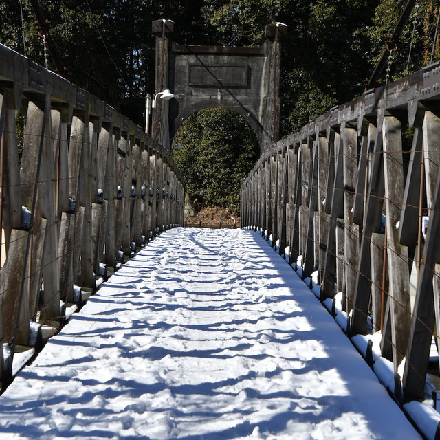 雪の吊橋、村瀬橋関電落合発電所