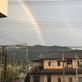 雨上がりのの三重の虹と恵那山