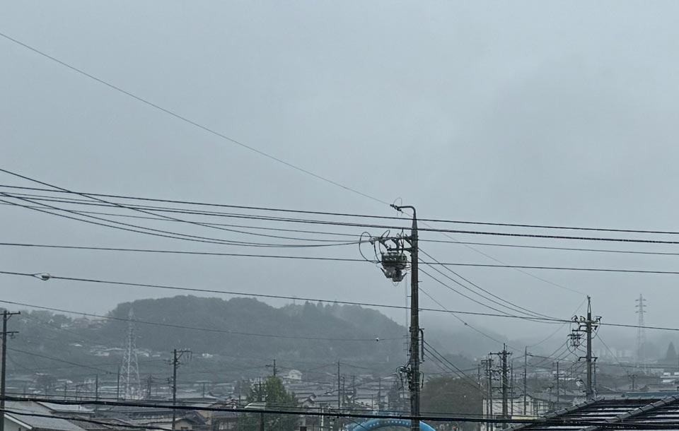 本降りの雨